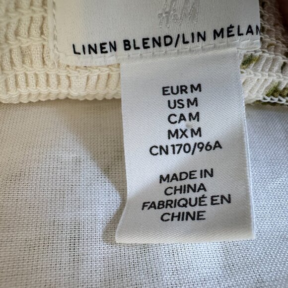 H&M Smocked Linen Blend Sundress Floral Lined Adjustable Straps Midi Summer - Picture 4 of 16